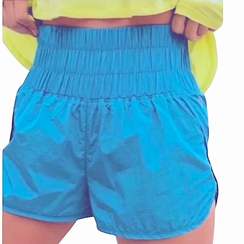 NWT - Free People FP Movement “The Way Home” Shorts, blue green color, lined, XS